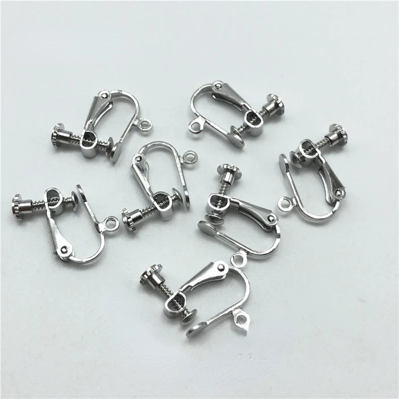 

10Pcs Brass Screw ear clip Non-Pierced Earring Converter with Loop Plastic Earring Pads Earrings Jewelry Findings Component