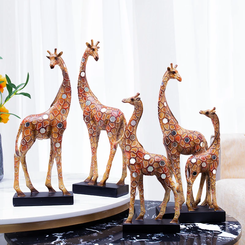 MGT-Retro Color Giraffe Animal Model Decoration Statue, Modern Minimalist Style, Home, Living Room, Crafts Gifts