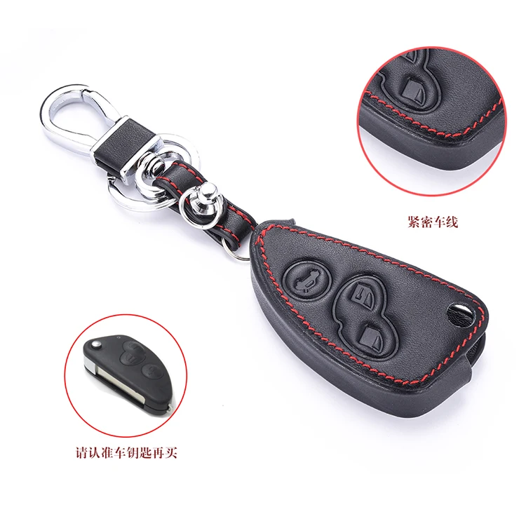 Leather Car Key Case bag For Alfa Romeo 147 156 166 GT JTD TS 3 Buttons Folding Keychain Holder Remote Fobs Shell Cover