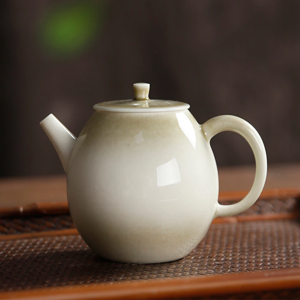 

Traditional Style Handmade Plant Ash Glaze Teapot For Home Hotel Office Teahouse Retro Gradually Changing Color Ceramic Hand Pot