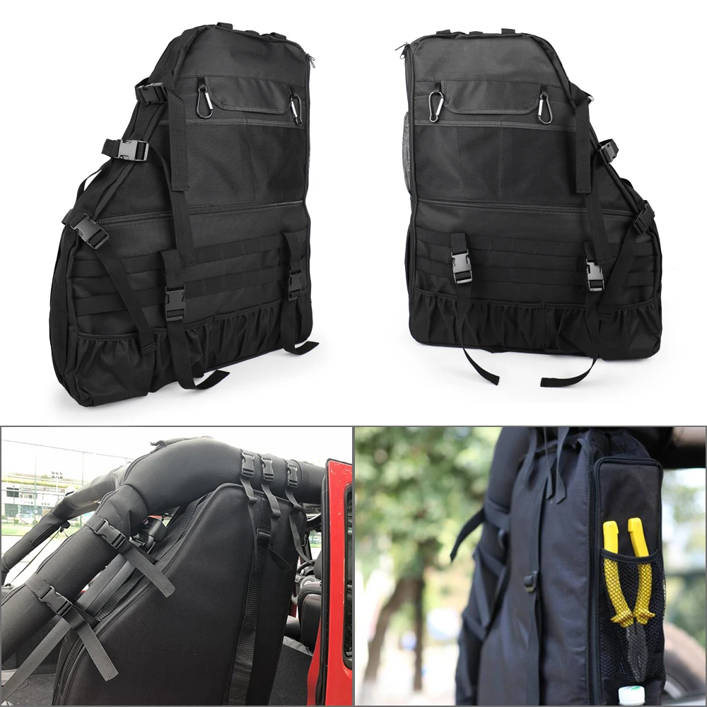 

Right and Left Roll Bar Storage Bags 2Pcs Black Cage for 2007 2018 Jeep Wrangler JK 4-Door