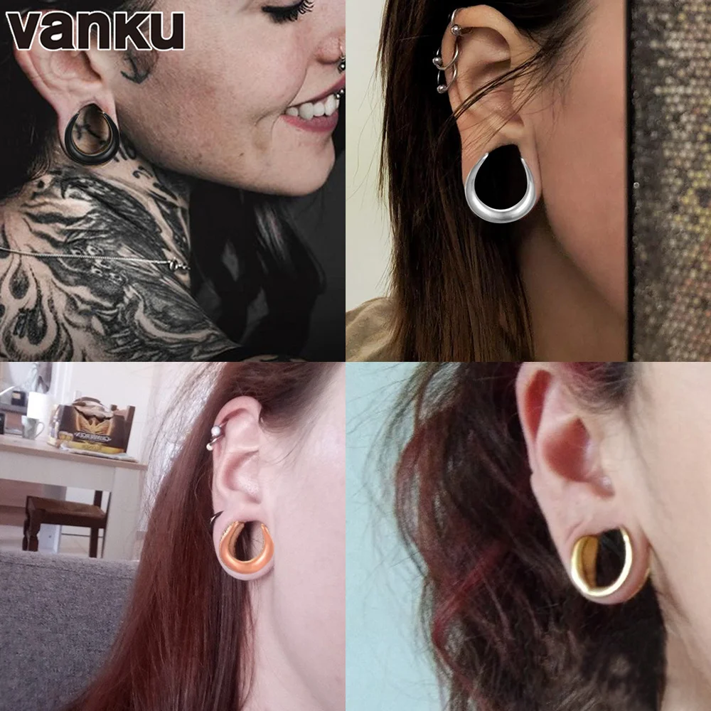 Vanku 2 stücke Herz Wasser Tropfen Glänzend Edelstahl Ohr Stecker Tunnel Expander Sattel Ohr Messgeräte Ohr Piercings Körper Schmuck