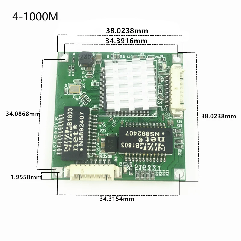 Gigabit Switch Module Wordt Veel Gebruikt In Led Lijn 3/4Port 10/100/1000Mbps Contact poort Mini Schakelaar Module Pcba Moederbord