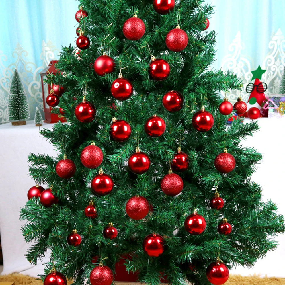 24/12Pcs ต้นคริสต์มาสตกแต่ง Xmas Ball สีแดงสีแดงแขวนต้นไม้จี้ Home Party ตกแต่งสำหรับ2021ใหม่ปี Navidad