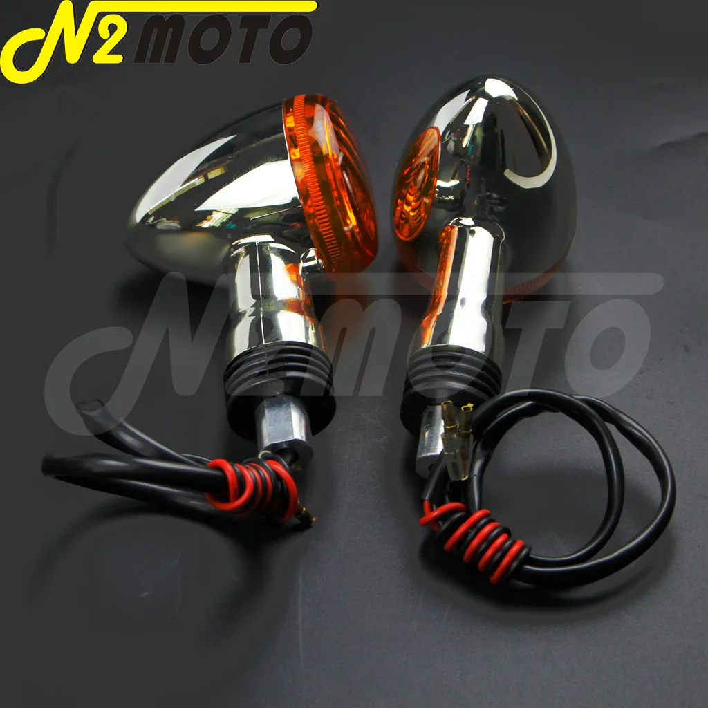 Motorcycle 12V Front Rear Turn Signals Indicator Light Chrome Amber Indicator Blinker Flasher For Suzuki Boulevard M109R 06-15