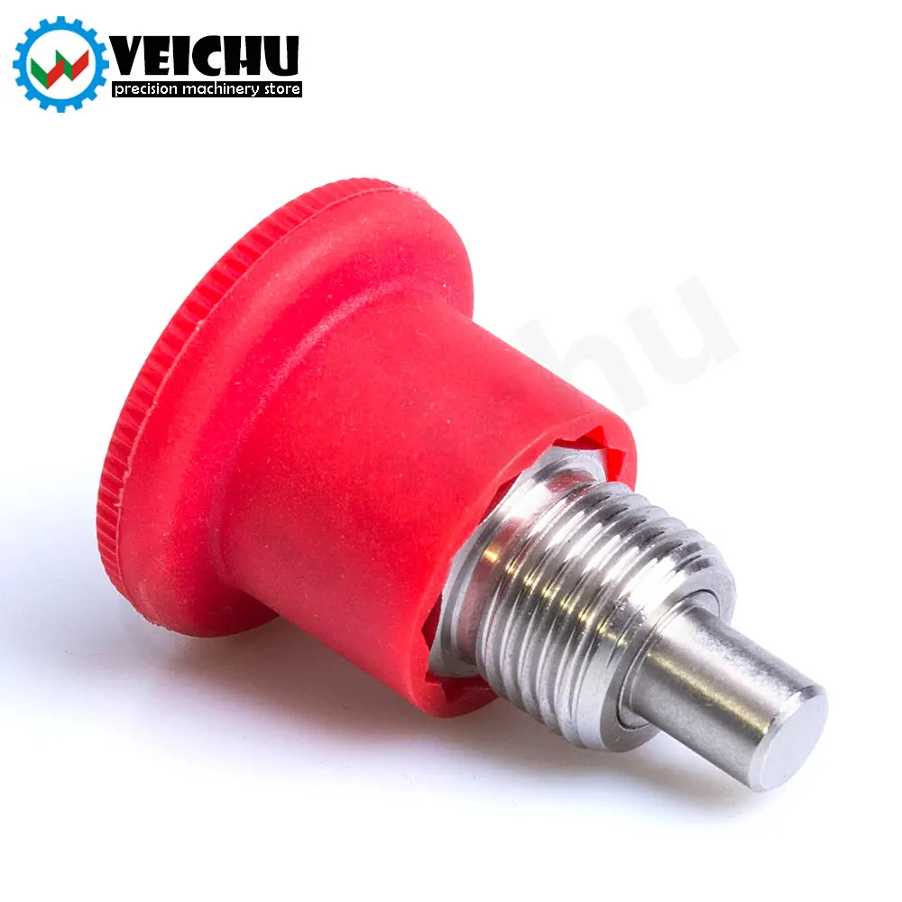 Red VCN218 Plastic Knob Stainless Steel Body Spring Plunger Locating Pins Lock-Out Fine/Coarse Thead Mini Indexing Plungers