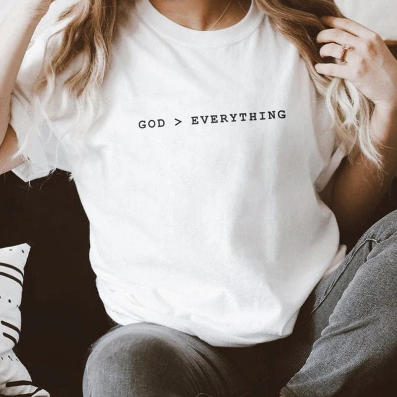 God Over Everything T-shirt Casual Women Christian Tshirt Apparel Unisex Short Sleeve Religious Jesus Faith Bible Tops Tees