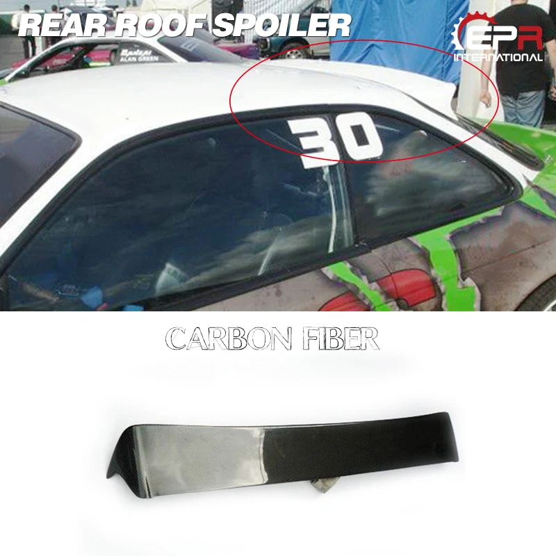 For Nissan S14 DMX Style Carbon Fiber Roof Spoiler Glossy Finish DM-Style Rear Wing Splitter Fibre Drift Lip