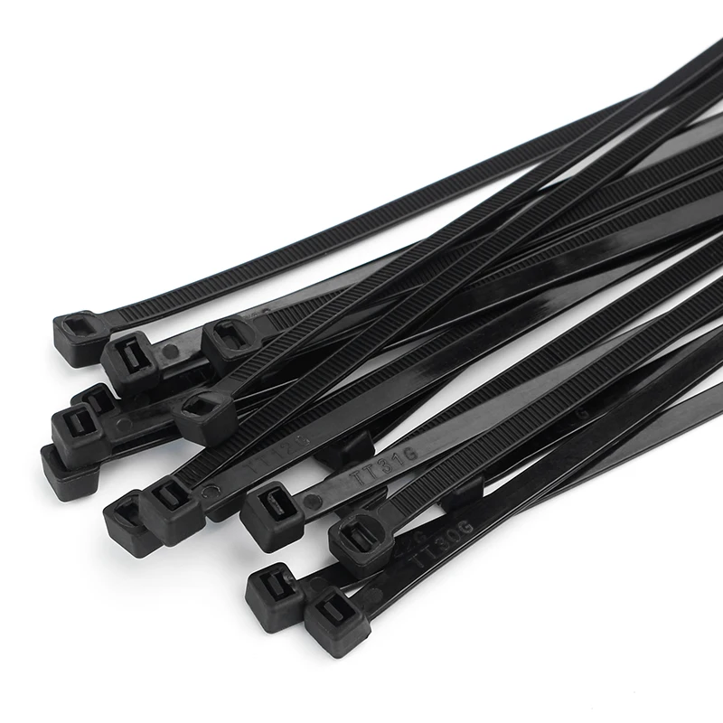 100PCS/PACK Self-locking Plastic Nylon Twist Ties   Black  Cable Tie Fastening Ring  Industrial Cable Tie Table Tie Set