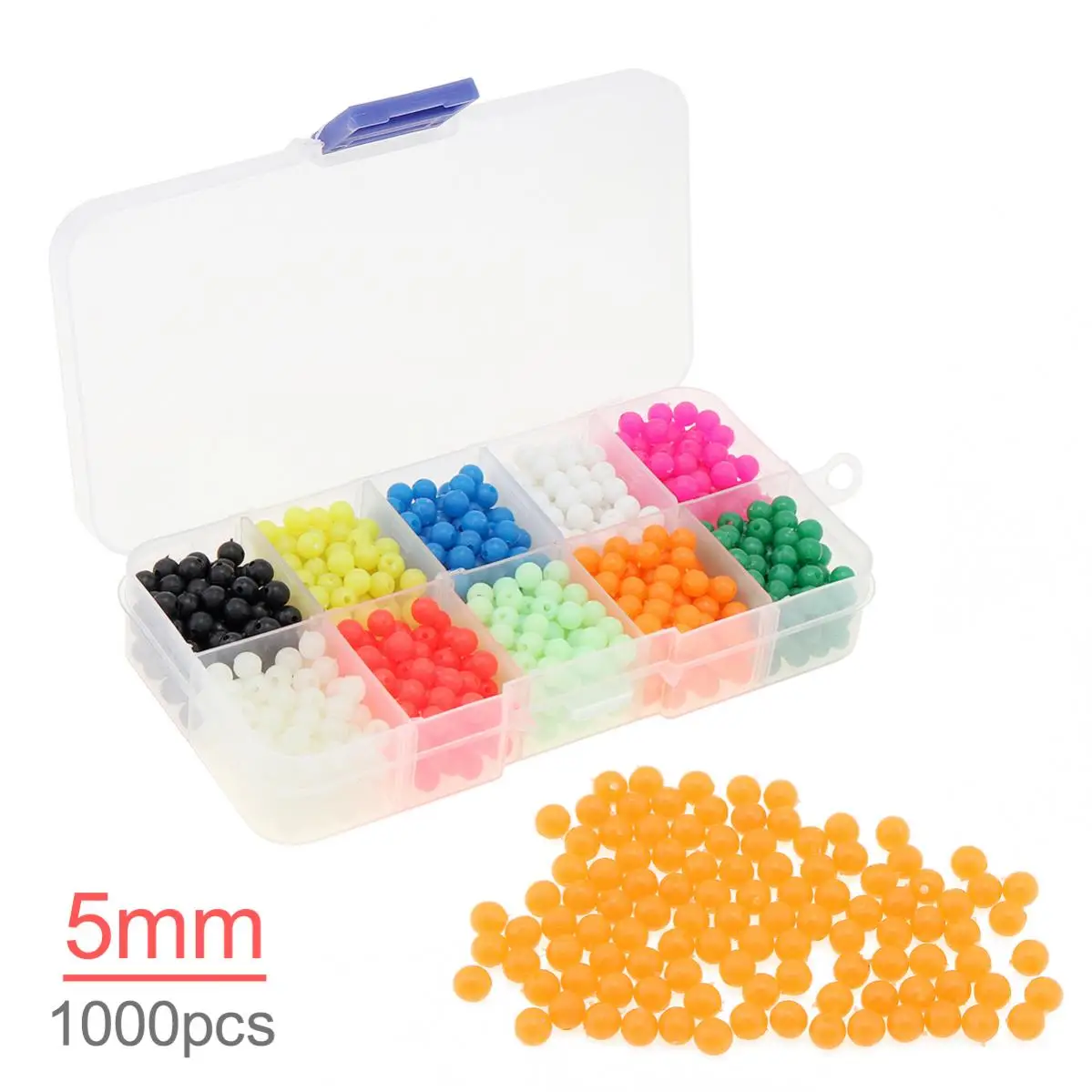 

1000pcs/box 5mm Colorful Round Hard Luminous Fishing Beads Sea Fishing Lure Floating Float with Box