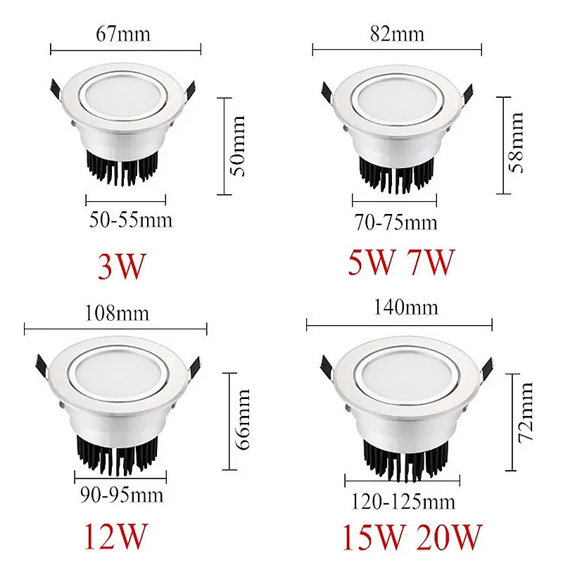 Dimable COB down light LED ceiling lamp AC220V LED  embedded Shoot light3W5W7W12W15W20W Indoor lighting