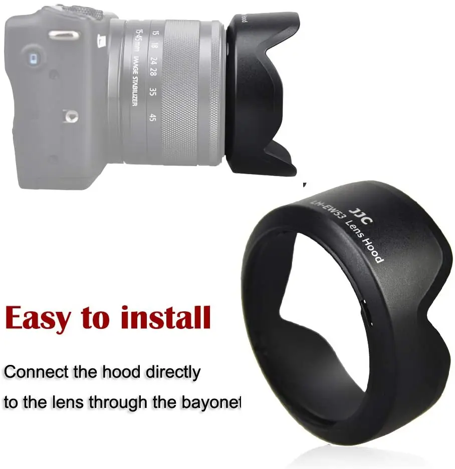 JJC Camera Lens Hood Shade for EF-M 15-45mm f/3.5-6.3 is STM Lens for Canon EOS M50 Mark II M5 M50 M6 Mark II M200 M100 M10