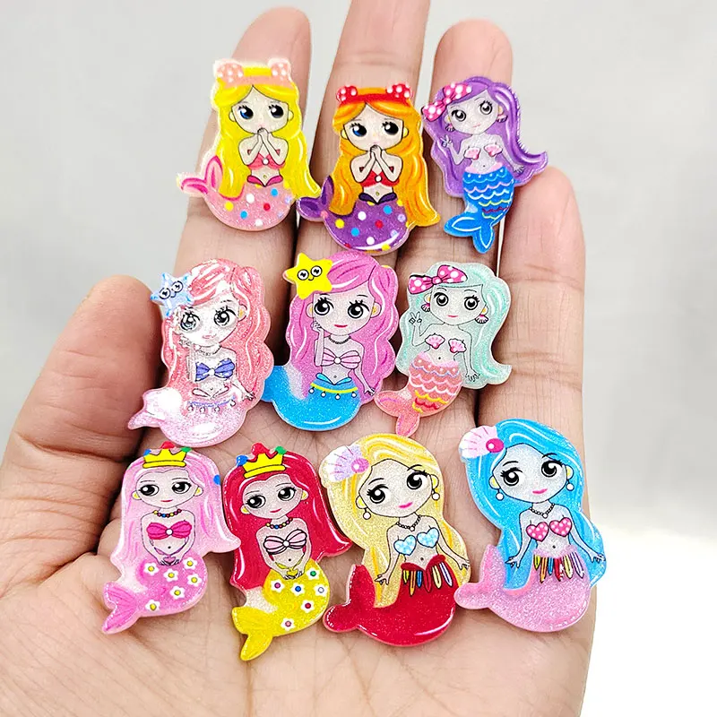 New arrival DIY acrylic cartoon mermaid planar resin cabochons horse for kids hair clips cover  accessories