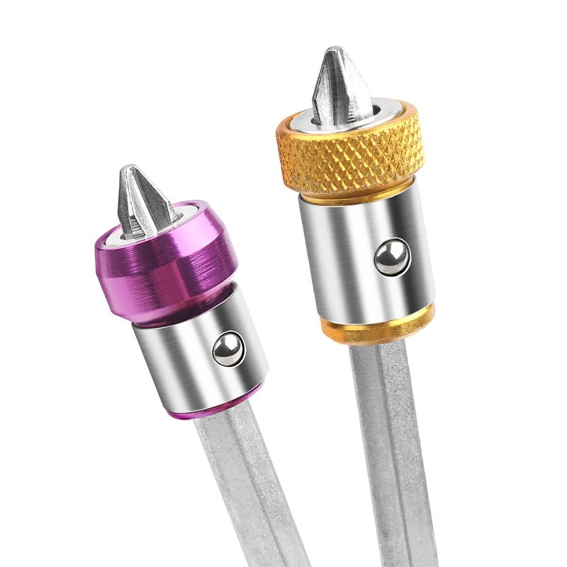 LUXIANZI 6.35mm Universal Magnetic Ring Aluminum Alloy Magnetic Ring Screwdriver Bits Lockable Thicken Strong Magnetizer Ring
