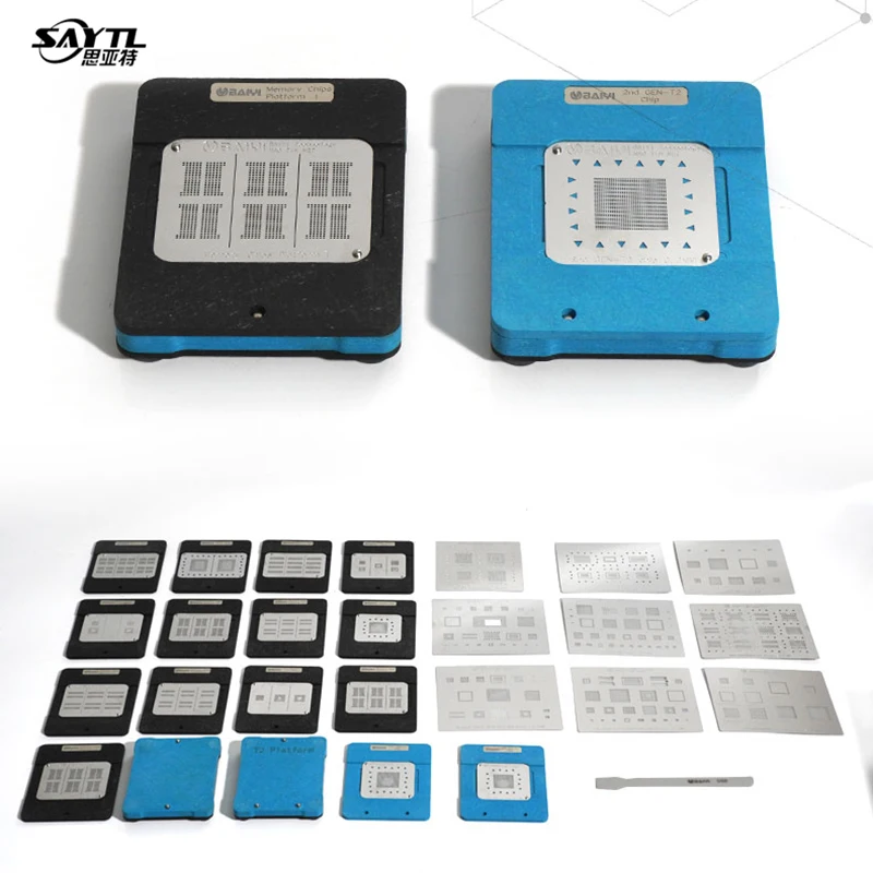 Kit stencil reballing BGA per Chip Macbook IC PMU/SMC/T1/T2/RAM/NAND/WIFI/modello di riscaldamento diretto Chip di alimentazione con dispositivo di