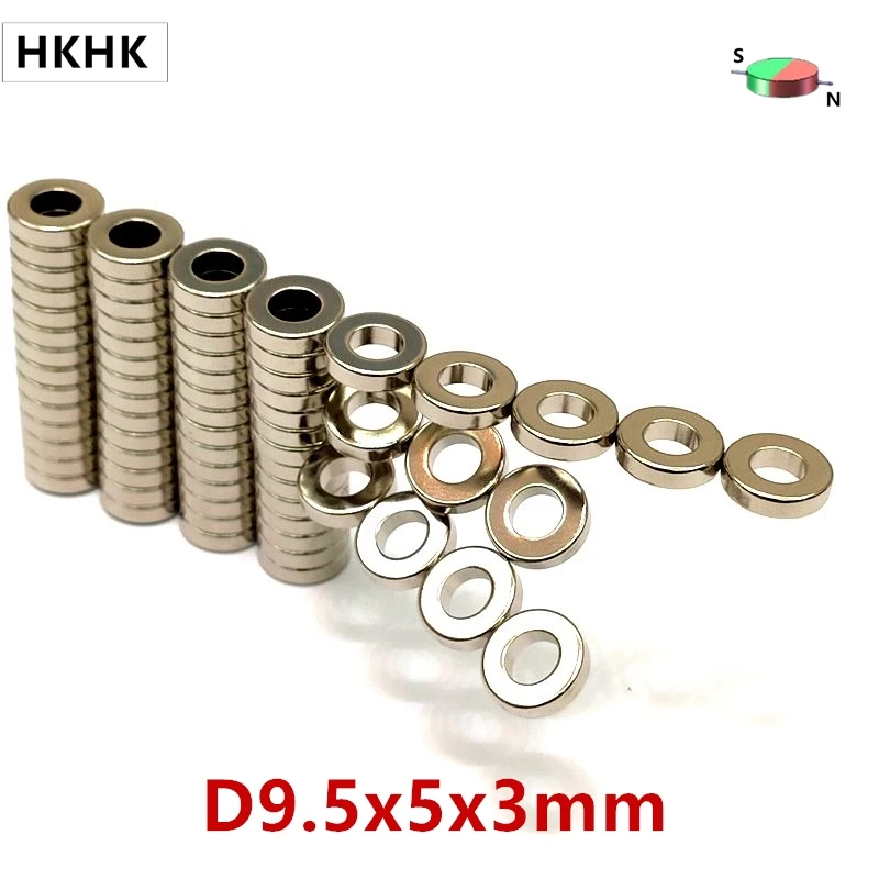 

NdFeB Magnet Ring Dia. 9.5x5x3 mm Diametrically Magnetized N45H Strong Magnet Neodymium Permanent Rare Earth Magnets 10pcs