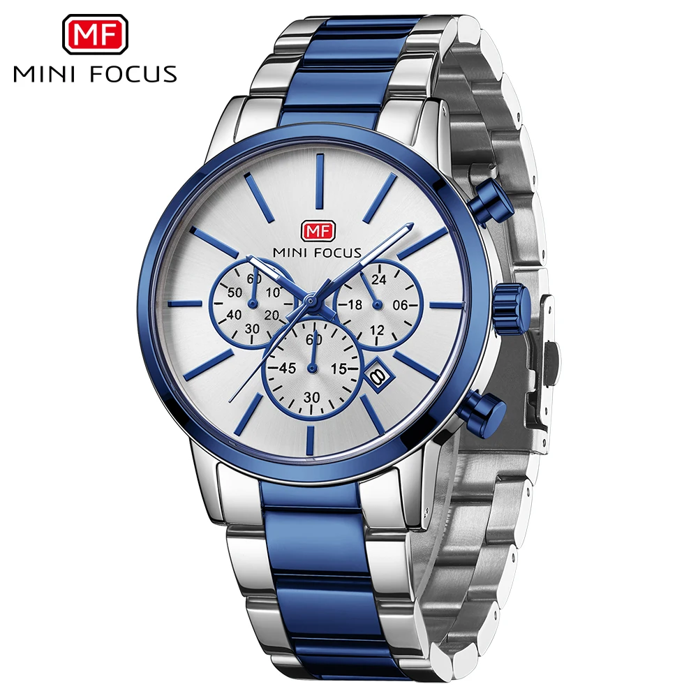 MINI FOCUS Business Sport Watches Men 2020 Luxury Top Brand Stainless Steel Wristwatch Man Waterproof Chronograph Quartz Watch