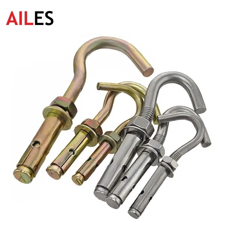 M6 M8 M10 M12 Expansion Screw Hook 304 201 316 Stainless Steel Carbon Steel Zinc Plated Expansion Hooks Concret Screw Anchor