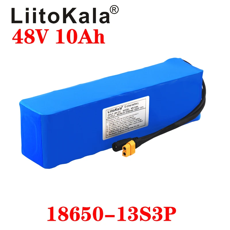 LiitoKala 48V 10ah 13s3p High Power 18650 Battery Electric Vehicle Electric Motorcycle DIY Battery BMS Protection XT60 Plug