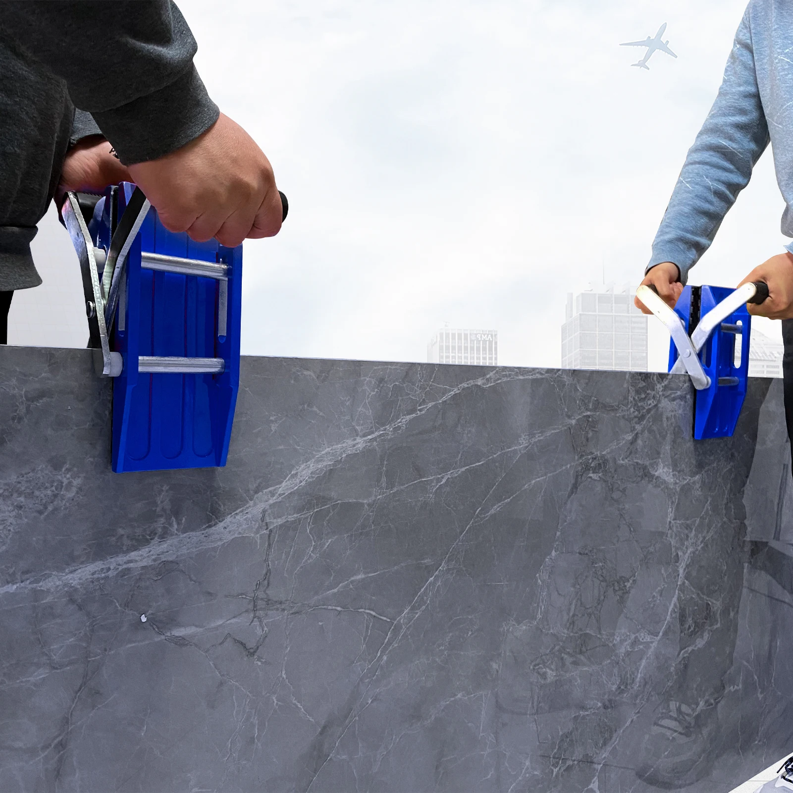 2 pacote dupla mão carregando braçadeiras lifing levantador ferramentas para pedra de granito quartzo worktops lajes de mármore com borracha-forrado