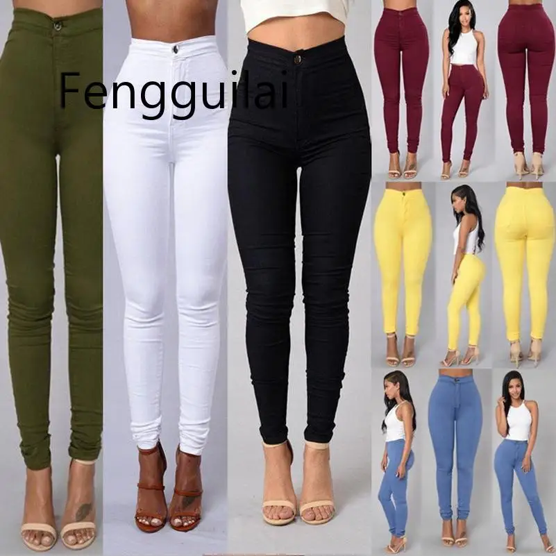 S-XXXL Women Denim Skinny Jeggings Pants High Waist Stretch Jeans Slim Pencil Trousers Wash Skinny Jeans Woman High Waist Winter