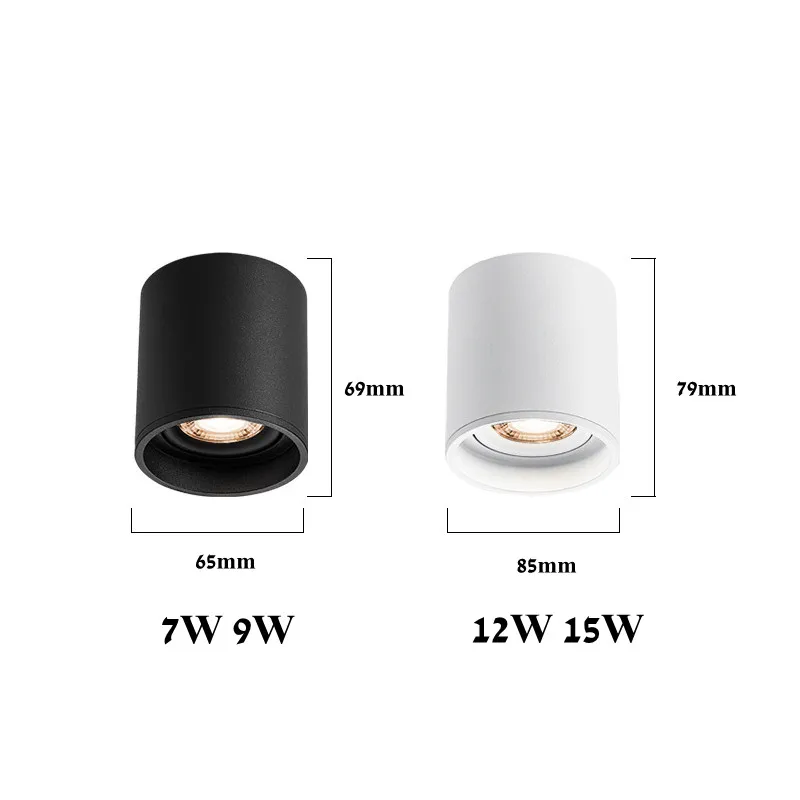 Round Dimmable LED Surface mounted Downlight 7W 9W 12W 15W Ceiling Lamp Spotlight angle adjustable ceiling type household