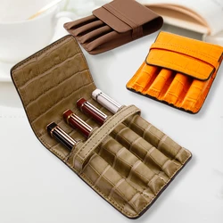 Student Characteristic Leather Pen Case Four Pens Storage Bag Student Business Portable Pen Case Protective Case