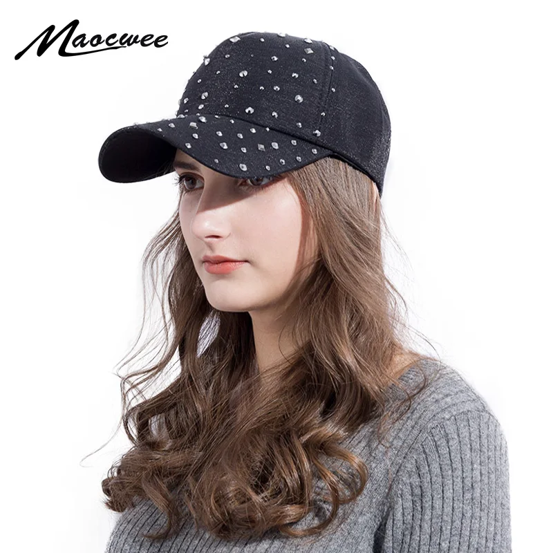 

Diamond Rhinestone Baseball Cap For Women Men Snapback Hat Novelty Casual Outdoor Sun Cap Female Solid Color Beauty Girls Caps