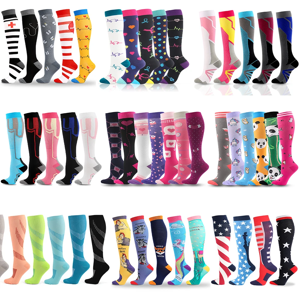 

3/5/6/7 Pairs/Set Unisex Compression Socks Nursing Women Men Elastic Nylon Original Ultra Marathon Crossfit Pressure Stockings