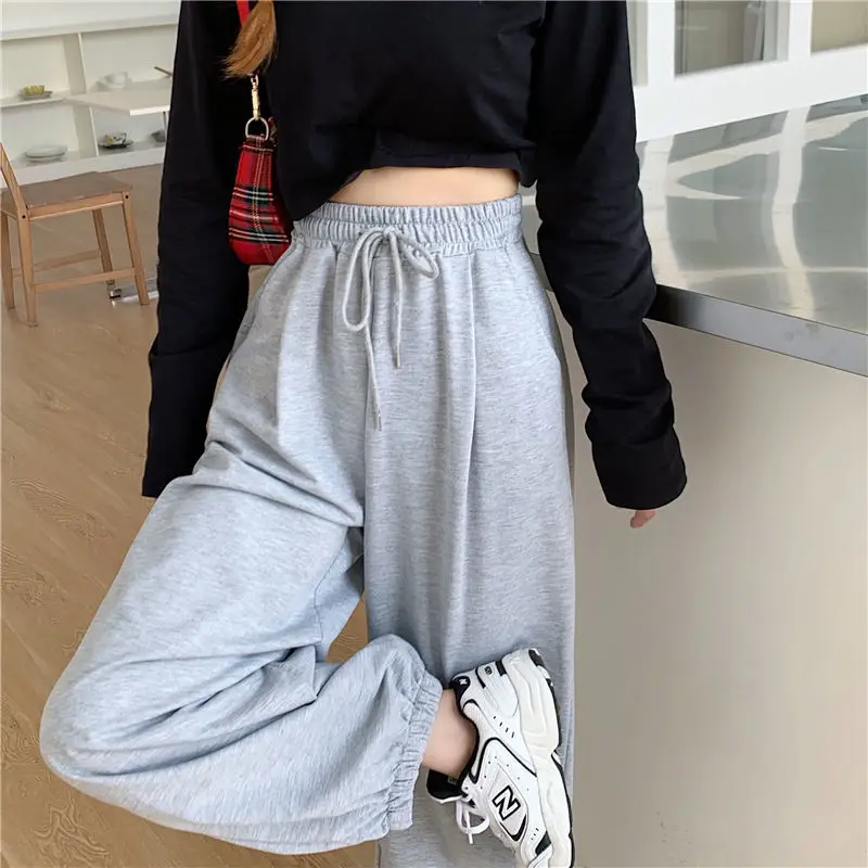 Black Trousers Jogger Streetwear Autumn and Winter Ladies Women New Fashion Loose Gray Sweatpants All-match Clothing 2023 New