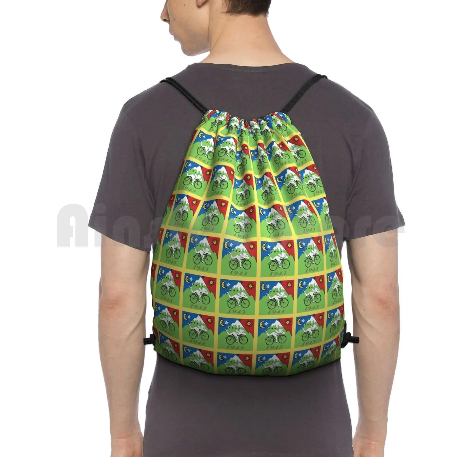 

Lsd Bicycle Day Backpack Drawstring Bags Gym Bag Waterproof Lsd Albert Hofmann Bike Bicycle Day Discovery Funny Drugs