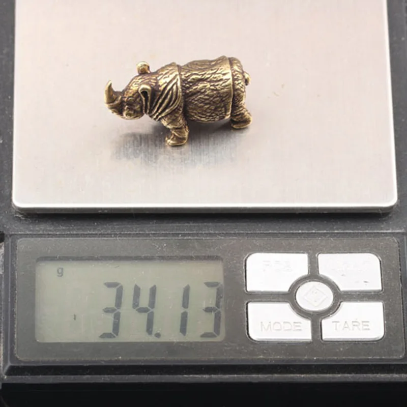 Handmade Pure Copper Cute Rhinoceros Miniatures Figurines Solid Vintage Brass Rhino Ornaments Tea Pets Desktop Decorations Craft