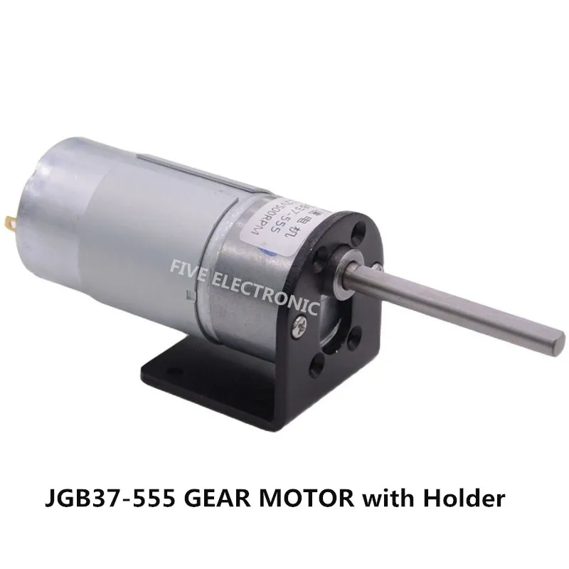 JGB37-555 12V24V Reduction DC Motor 52mm Long Shaft Holder Bracket High Power Large Torque Adjustable Speed Metal Gear