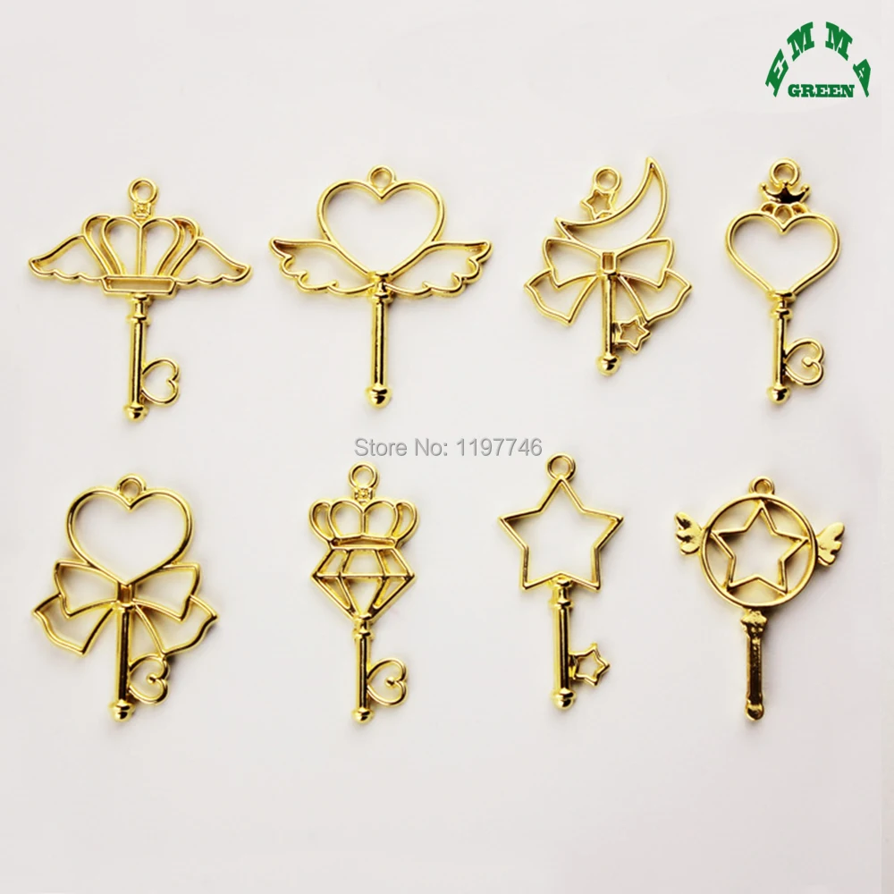 Gold Charm Hollow Geometric Cartoon Cane Mold Metal Pendants Charms Accessories for Jewelry Making Finding  20pcs 38mm