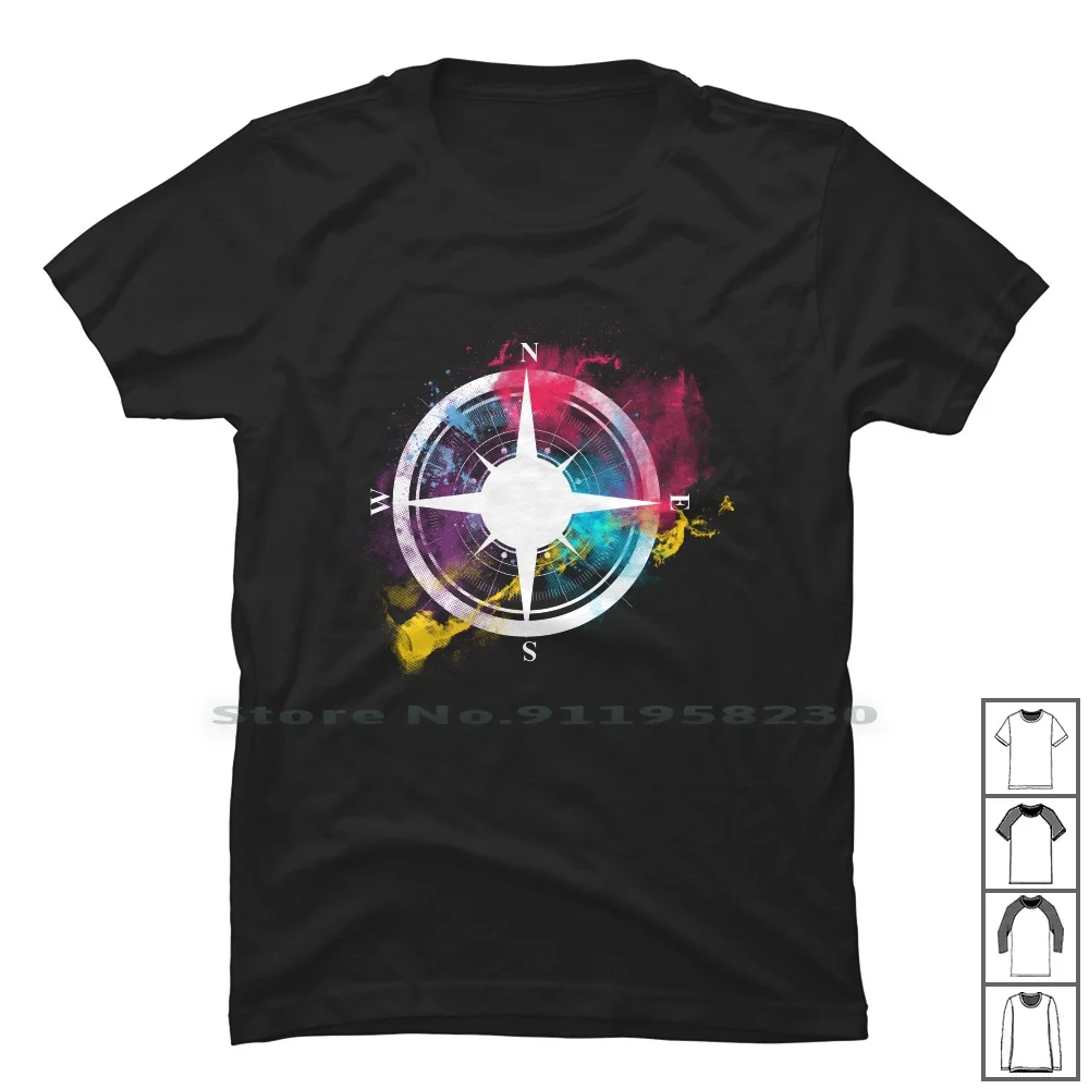 Compass Adventure T Shirt 100% Cotton Astronomy Adventure Compass Advent Ture Tree Ping Pass Fire Camp Om