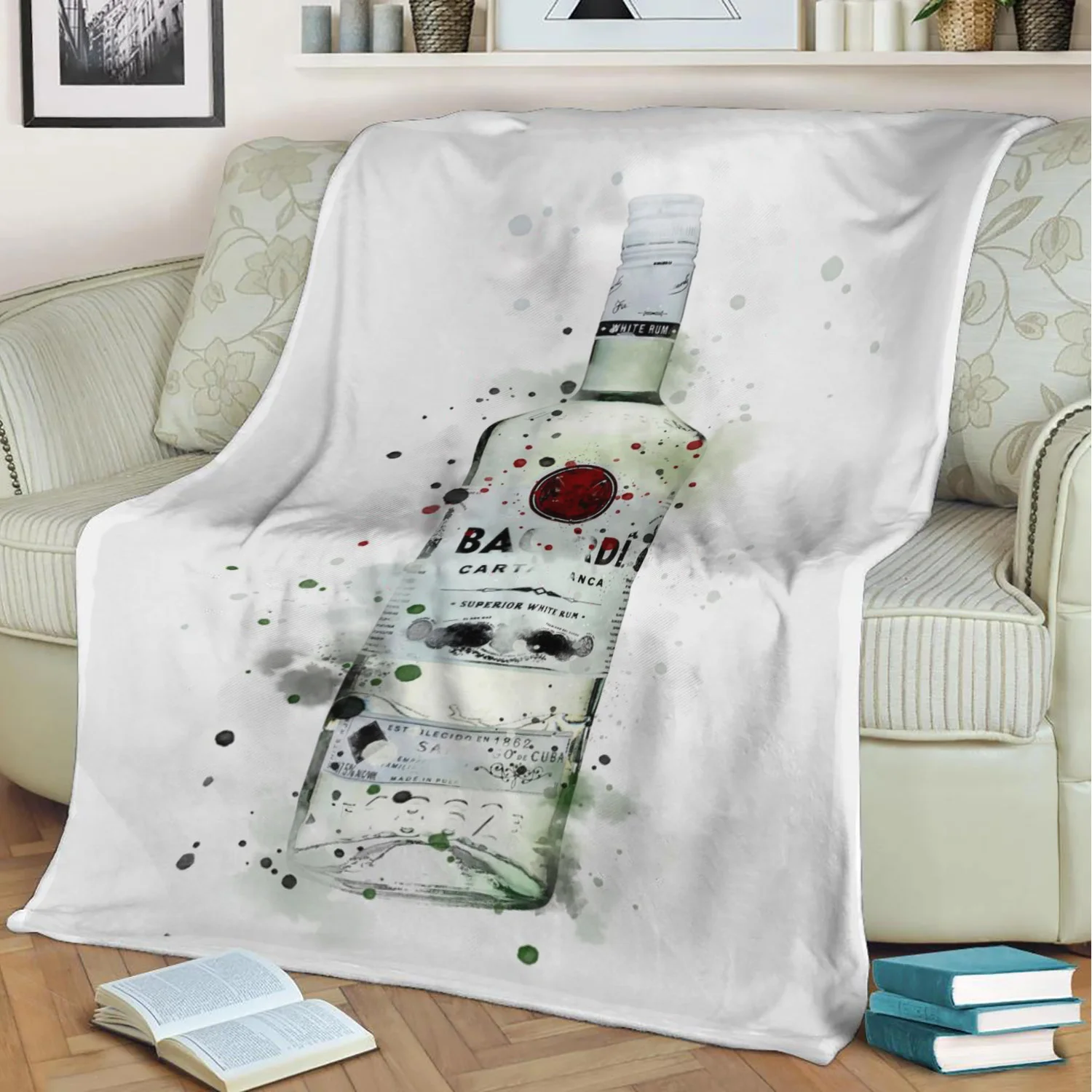 Bacardi Inked art work 3D Print Plush Blanket Throw On Sofa Home Decor Soft Warmth Washable Nap Blanket Dropshipping