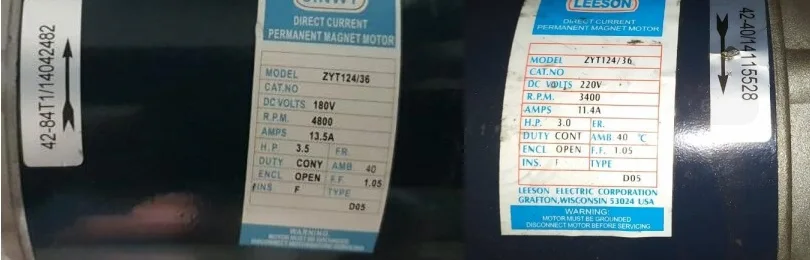 شحن سريع ZYT124 ZYT124-123T1 2HP 2.0HP 3HP 3.0HP 3.75HP 180V DC استبدال المحرك ZYT124/19 ZYT124/36 محرك مفرغة