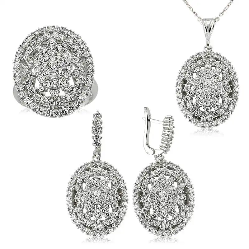 Silver White Cubic Zirconia Women 'S Set