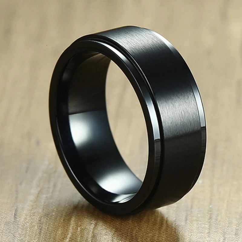 Vnox Classic Wedding Bands for Men Black Matte Stainless Steel Rings Simple Male Gents Finger Jewelry US Size