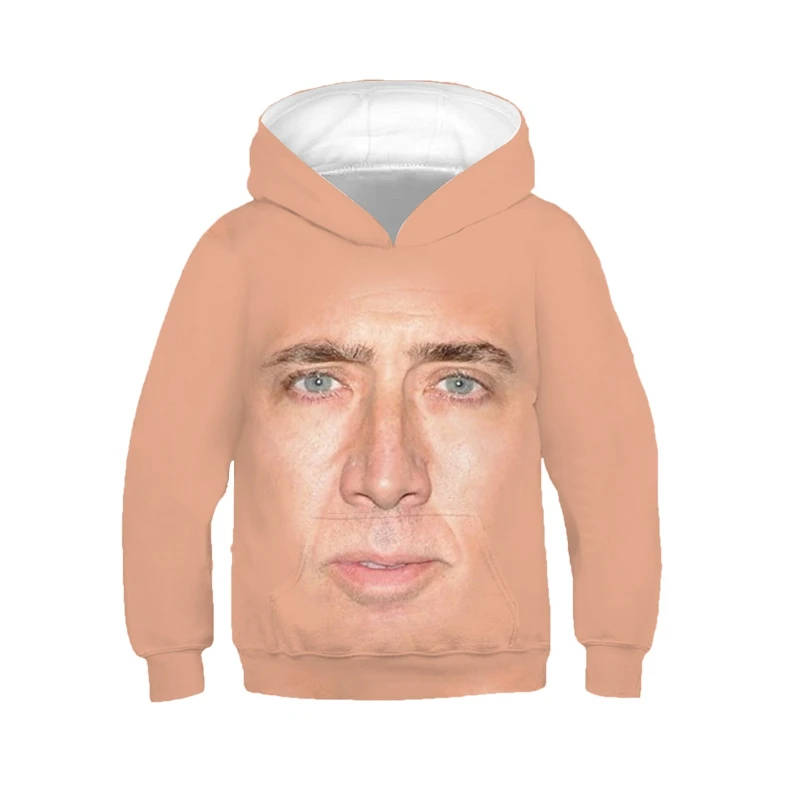 Jumeast Men Boys Girls 3D Print Children Hoodies Nicolas Cage Face Spring Autumn Coat Kids Fashion Cap Sport Pullover Sweatshirt