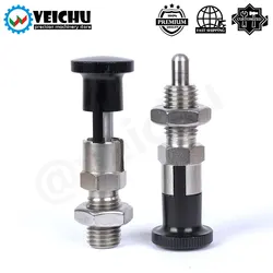 VCN210-CNK Stainless Steel Self-Lock Indexing Plungers Black Aluminum Knob Spherical Shape Locating Pins With Nut