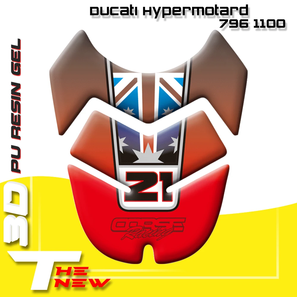 ملصقات جديدة للدراجات النارية ملصق خزان الوقود هيكل السمكة شارات واقية ل Ducati Hypermotard 796 1100 07 - 12 2008 2009 2010 2011
