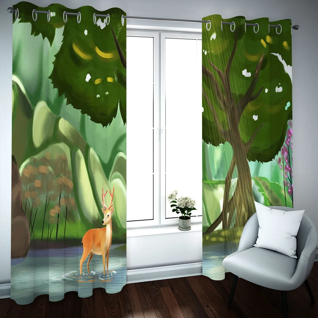 Custom Window Curtain Living Room Bedroom Blackout Home Decoration 3D Curtain Stereoscopic Animal Scenery Curtains