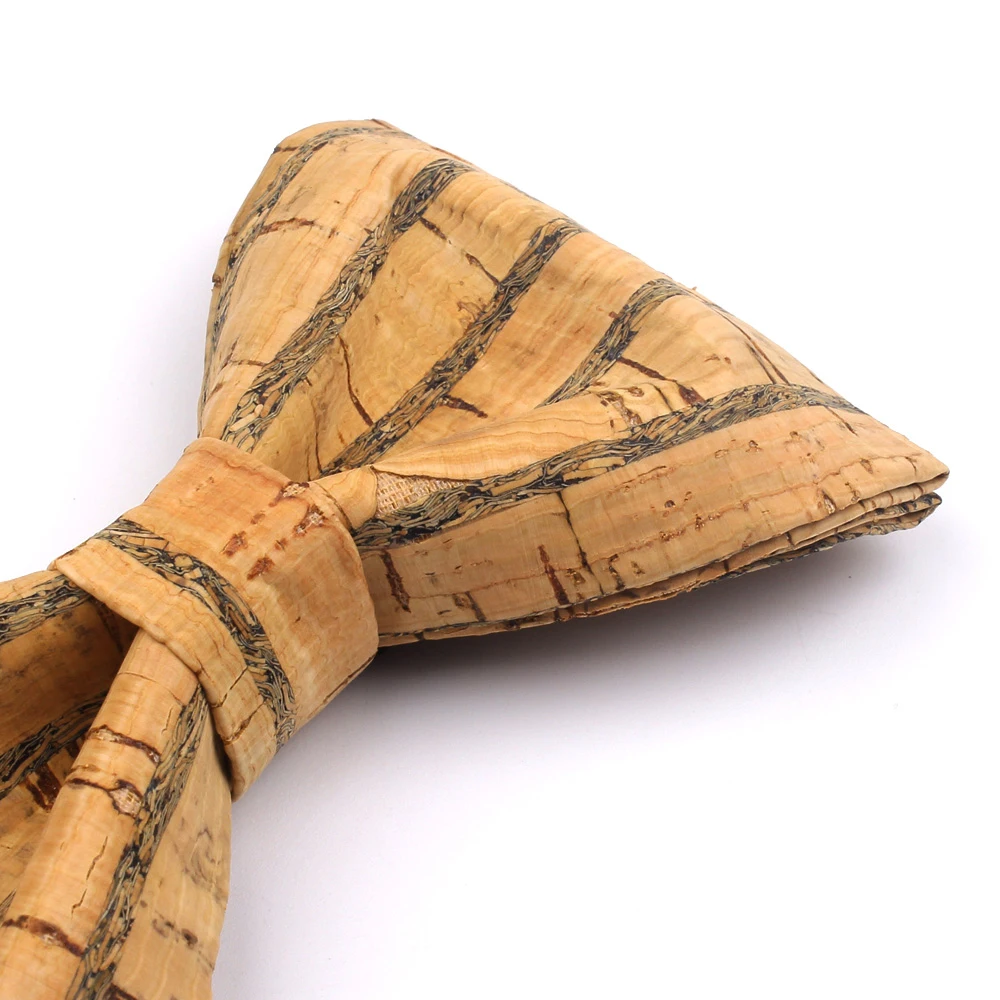 New Cork Wood Bow Tie Fashion Wooden Bow Ties For Men Women Handmade Bowtie For Wedding Party Striped Neck wear Mens Tie