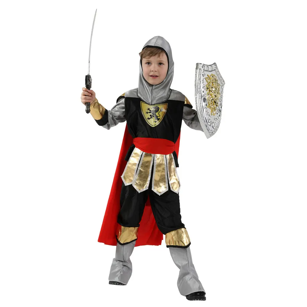 Kids Child Royal Medieval Roman Warrior Knight Soldier Costumes Boys Halloween Purim Carnival Role Play Party Dress Up Umorden