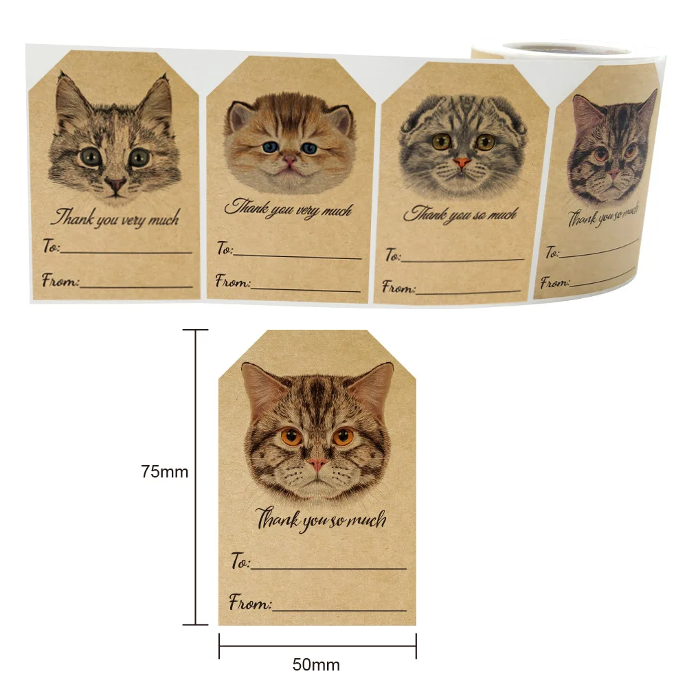 250pcs/Roll Cute Cats Series Home Stationery Decoration Sticker Fashion Office School Gift Box Seal Stickers