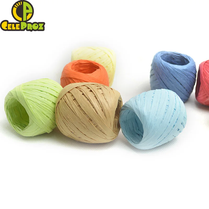 20M Paper Raffia Rope Ball Natural Straw Film Roll Gift Packing Thread Ribbon Scrapbooking Packaging String Cord Party Supplies