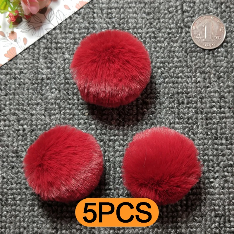 5Pcs Natural Fox Fur Ball Creativity Key Chain Pom Multi Color Luxury Fur Pom DIY Handicraft Crafts Clothing Kids Toys 4cm Acces