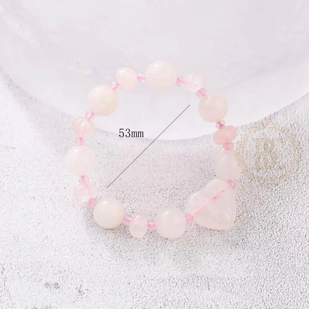 One Fashion Jewelry Semi-Precious Synthetic Stone with Elastic Cord Bracelet  - Rose Quartz 53mm (BE25)