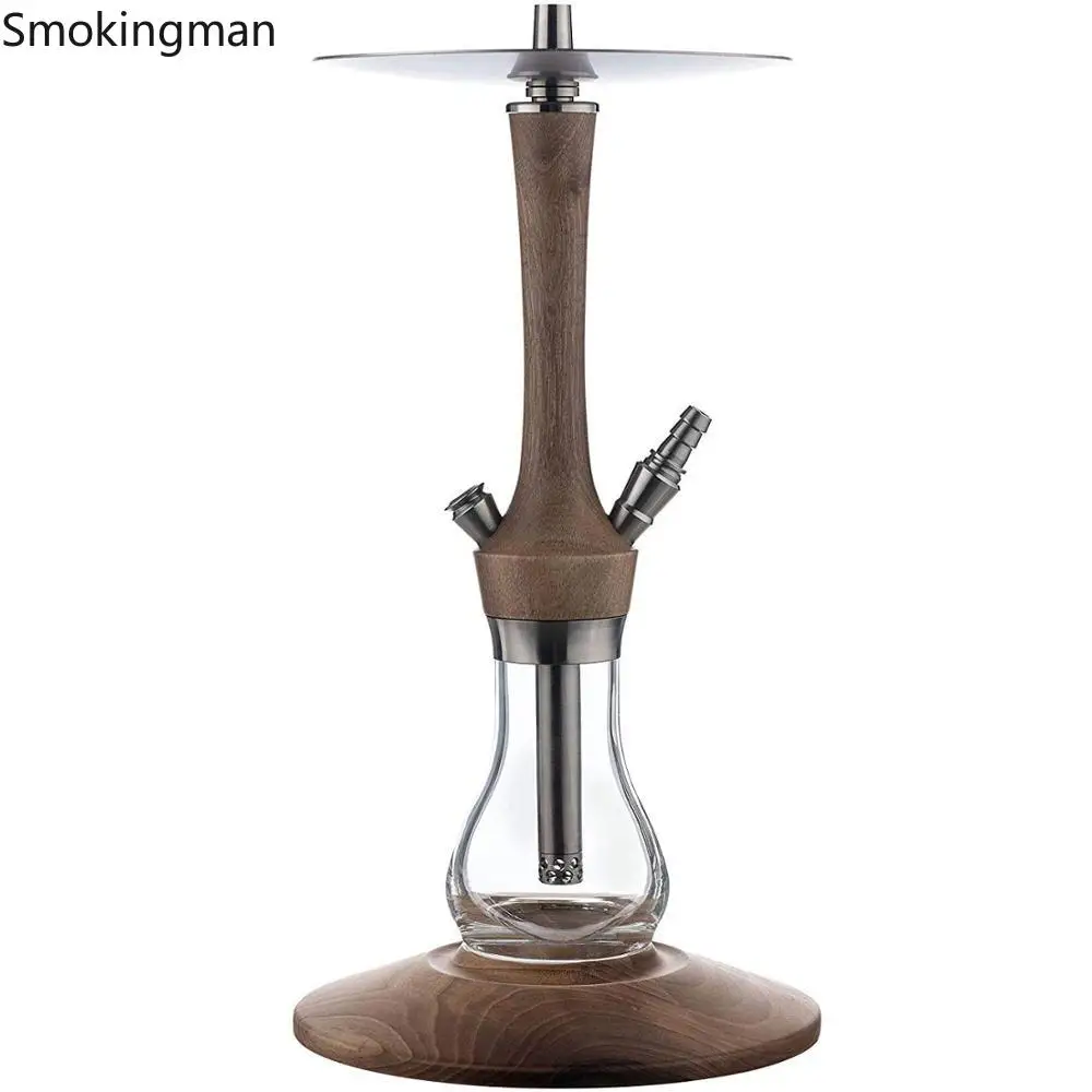 

High-quality new wooden base Hookah Set Single Tube Glass Hookah Silicone Tube Bowl Narguile Hookah Accessories